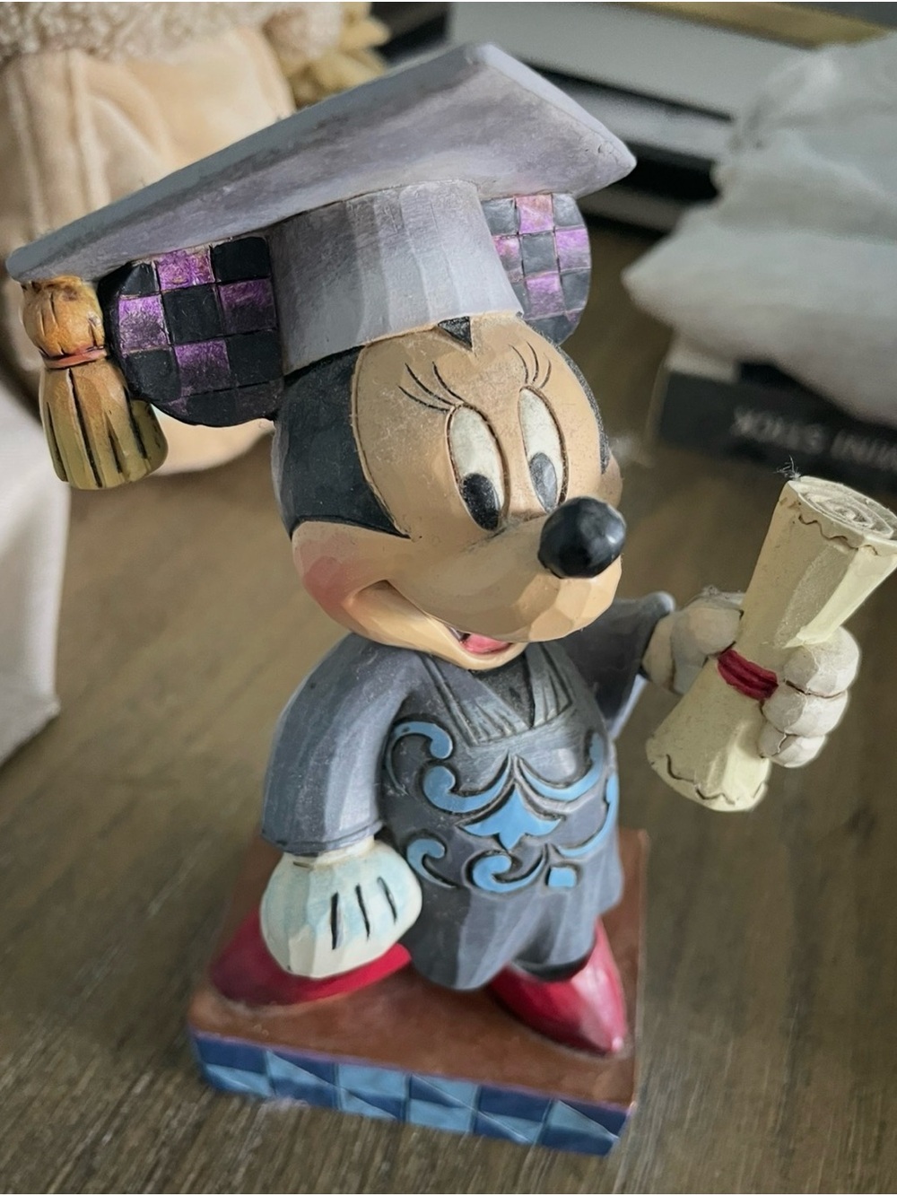 Jim Shore Disney Graduation Minnie Mouse Figurine - Gray and Red